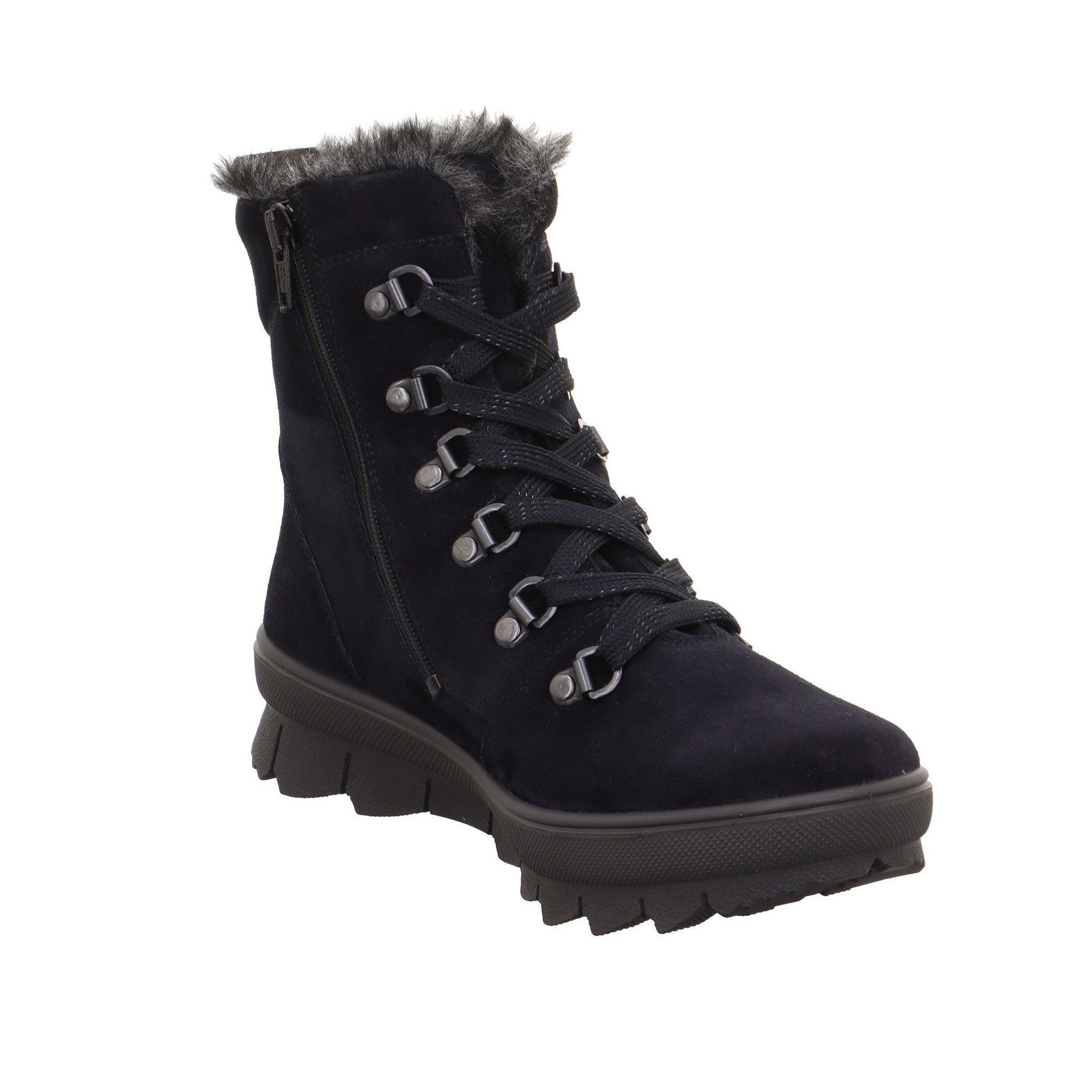 Legero 2-000530-8000 Novara Ocean Navy Waterproof Suede Zip & Lace Ankle Boots-elevate your sole
