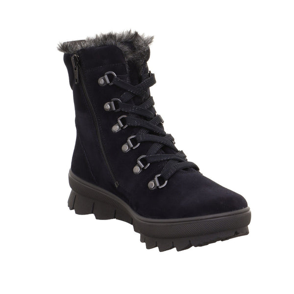 Legero 2-000530-8000 Novara Ocean Navy Waterproof Suede Zip & Lace Ankle Boots-elevate your sole