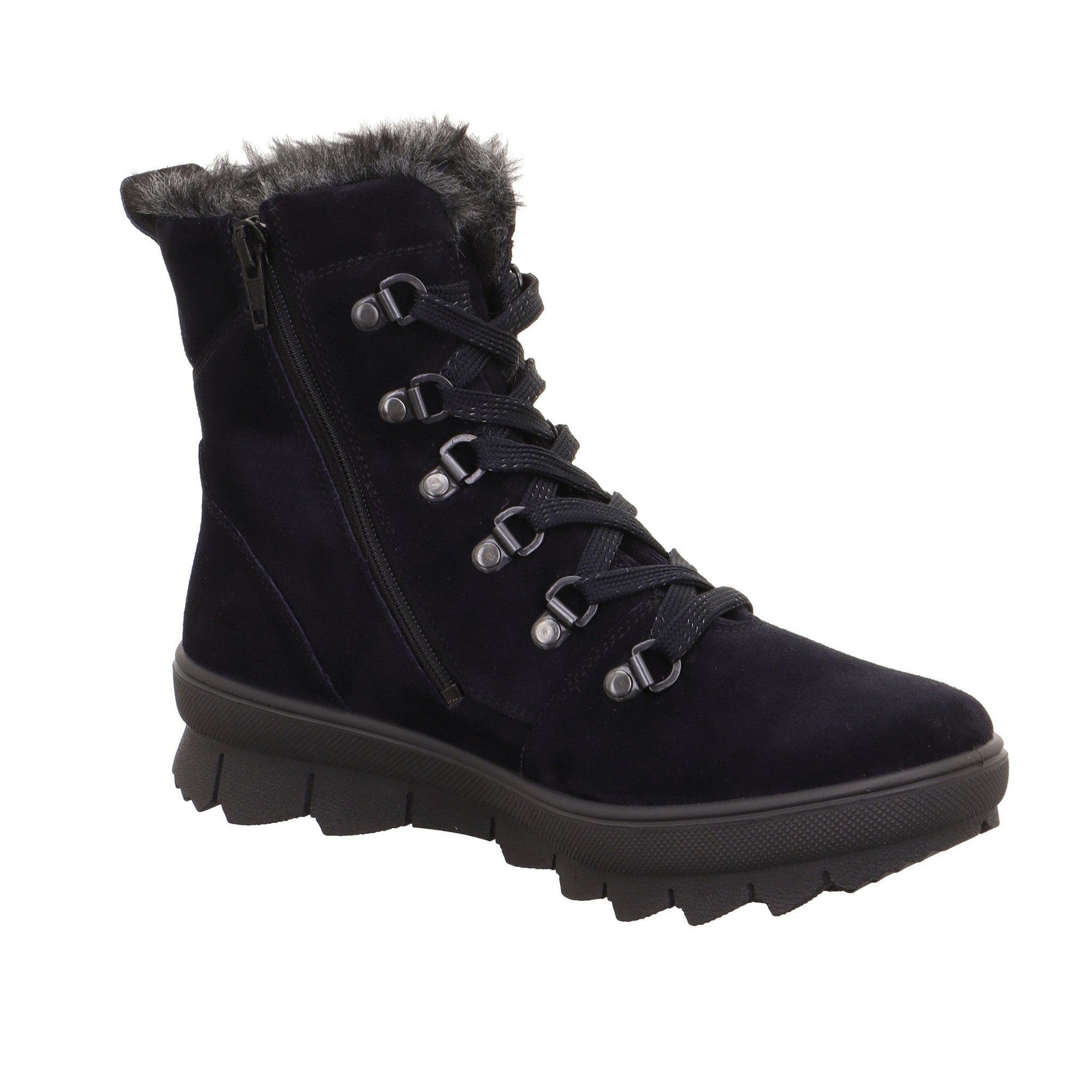 Legero 2-000530-8000 Novara Ocean Navy Waterproof Suede Zip & Lace Ankle Boots-elevate your sole
