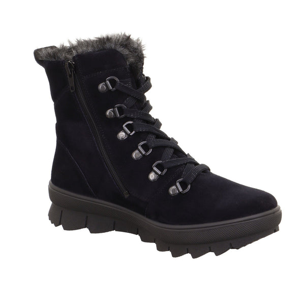 Legero 2-000530-8000 Novara Ocean Navy Waterproof Suede Zip & Lace Ankle Boots-elevate your sole
