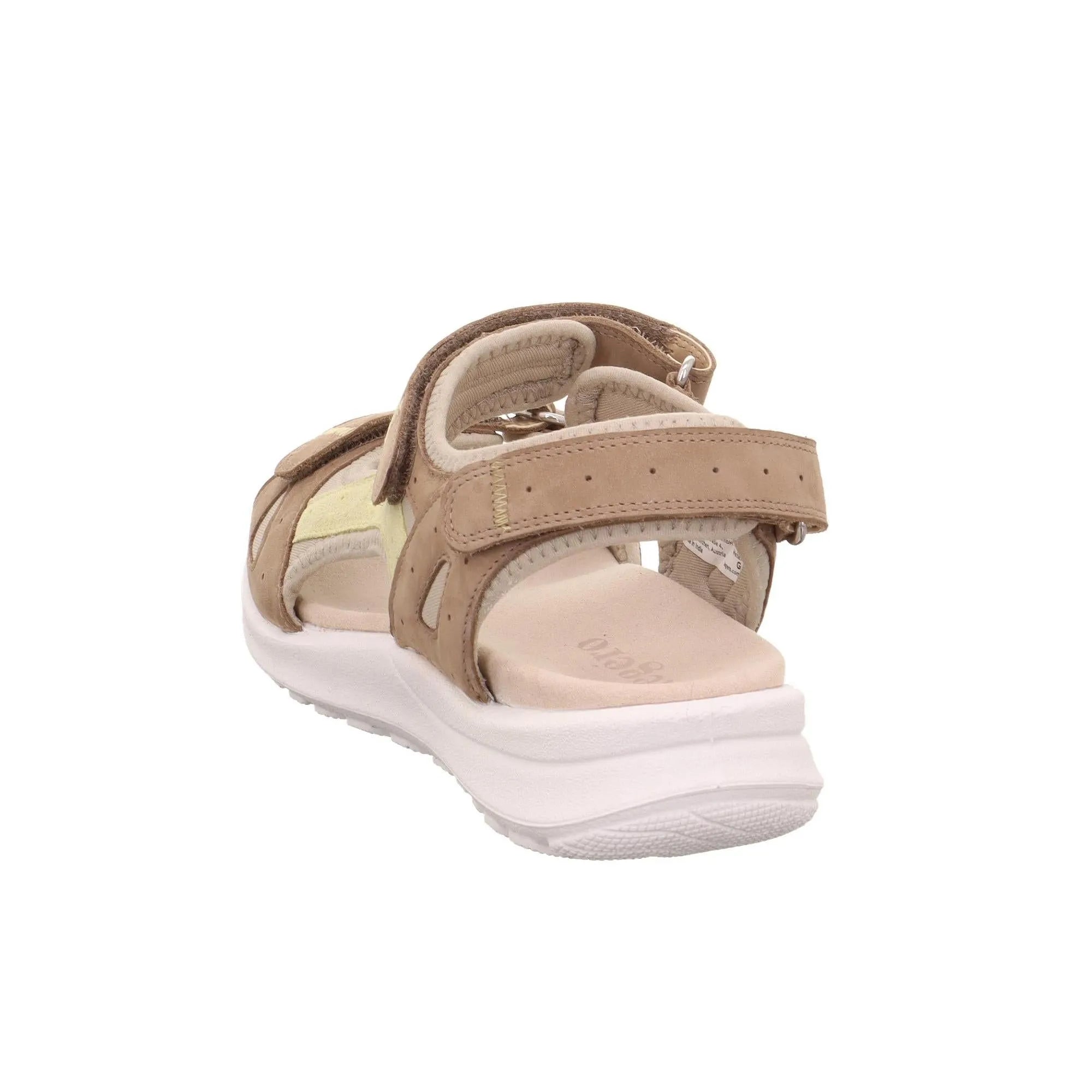 Legero Siris beige leather sporty touch-fastening sandals with cushioned sole and adjustable straps.