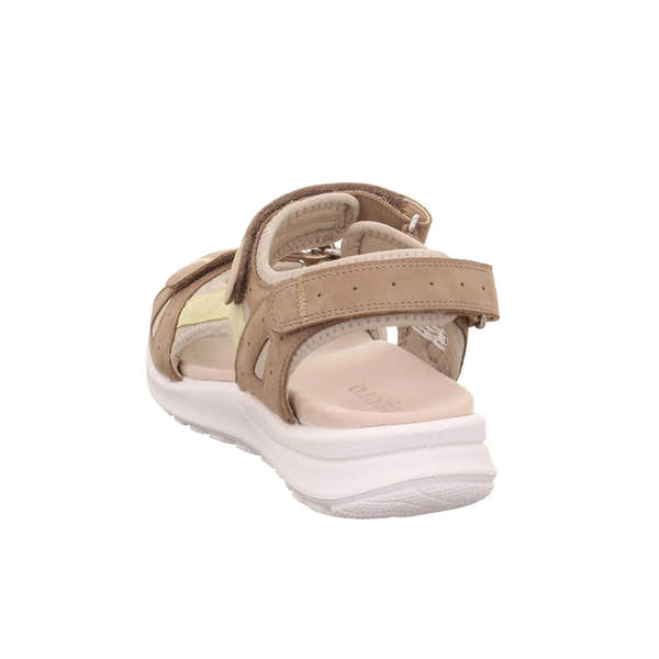 Legero Siris beige leather sporty touch-fastening sandals with cushioned sole and adjustable straps.
