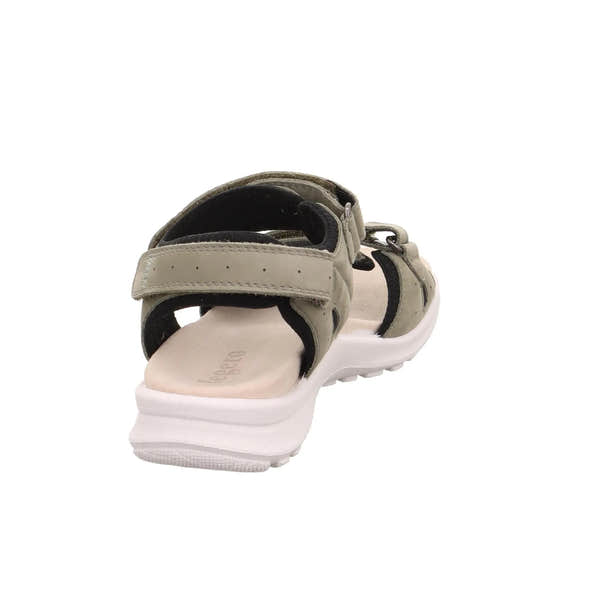 Legero Siris multi-leather touch fastening sandal with beige and black detailing, padded sole, and adjustable straps.