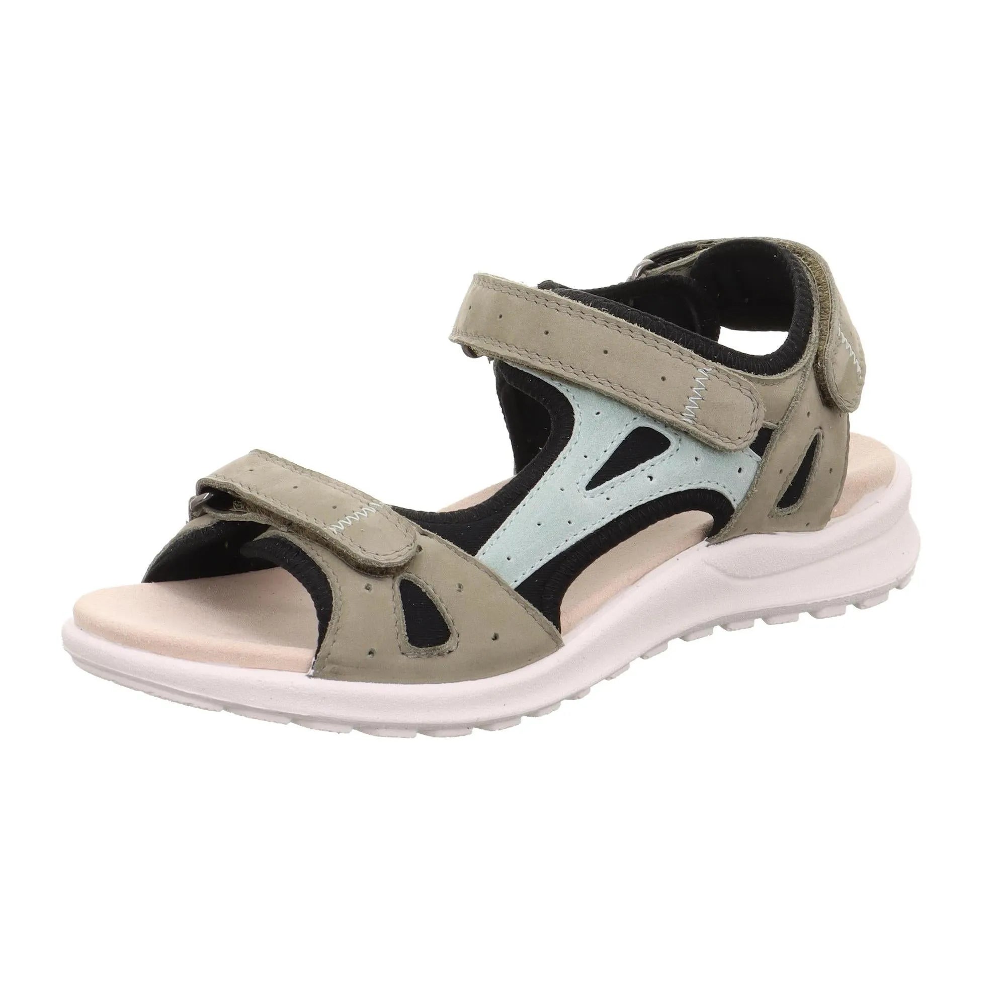 Legero ladies' multi-color leather touch-fastening sandals with open toe, straps, and cushioned sole.