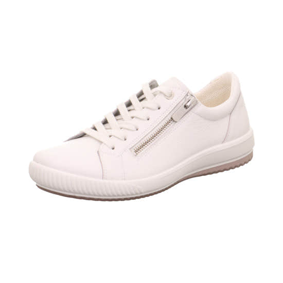Legero Tanaro 5.0 ladies off-white suede trainers with zip and lace-up design, lightweight sole, stylish and comfortable footwear.