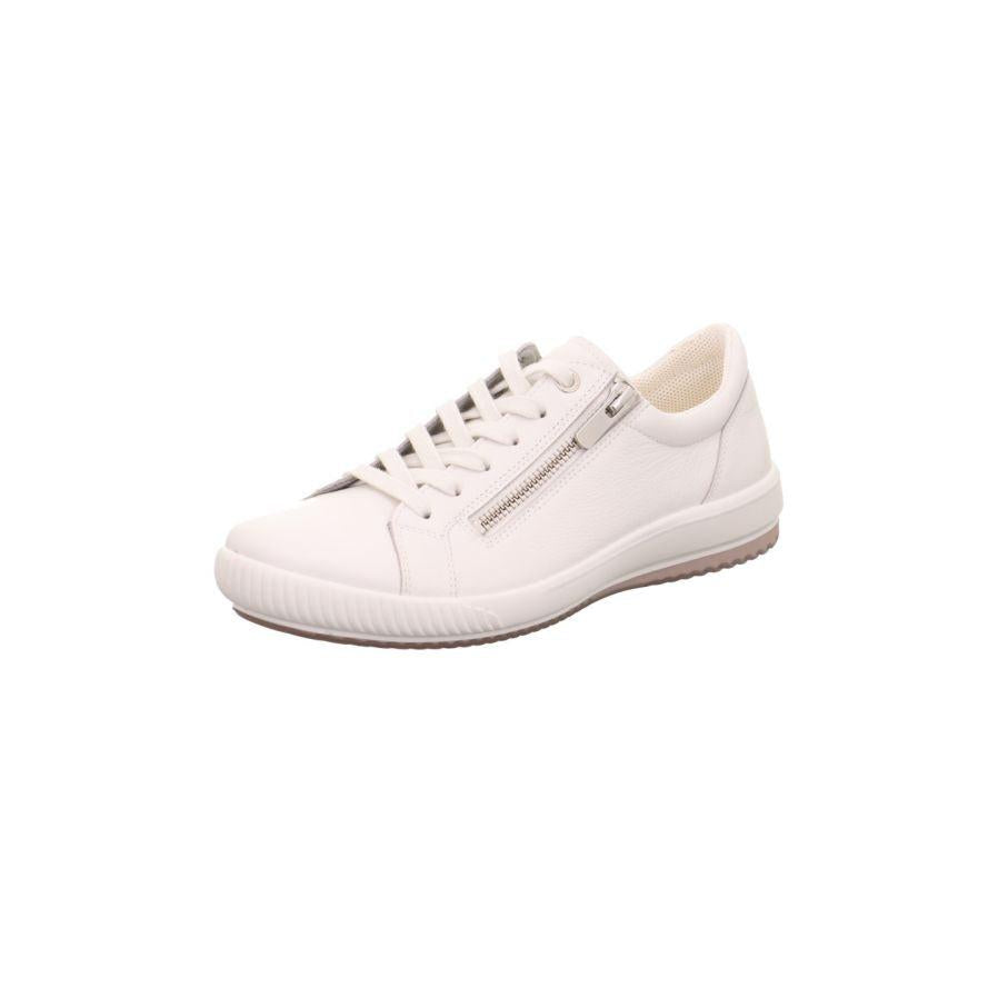 Legero Tanaro 5.0 women's off-white suede trainers with zip and lace closure, cushioned sole, and casual sporty design.