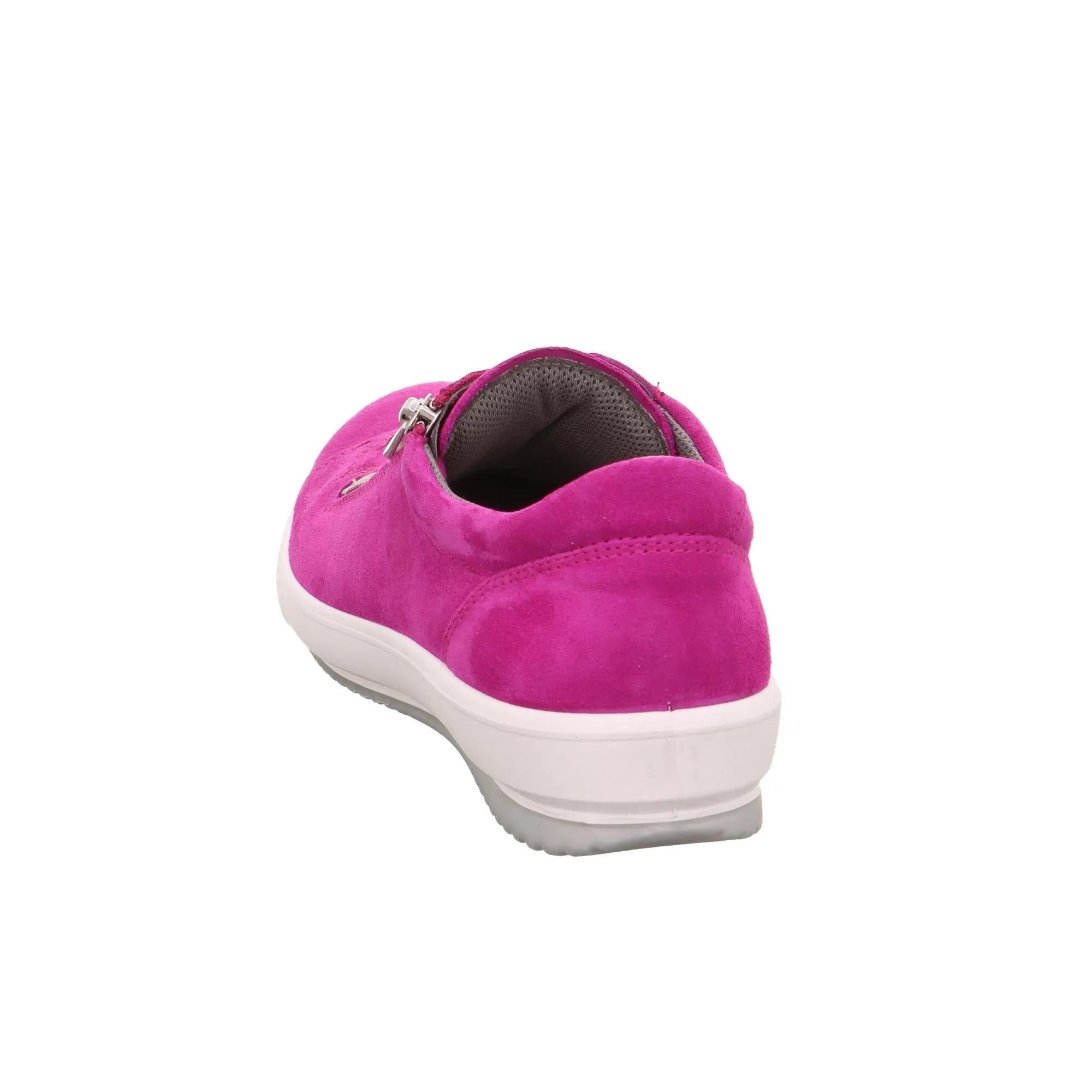 Pink suede trainers with zip and lace, white sole, and cushioned interior, style Legero 2-001162-5650 Tanaro 5.0.