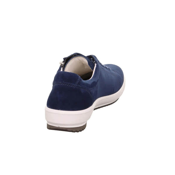 Legero Tanaro 5.0 Ladies Blue Suede Trainers with Zip & Lace Closure, cushioned sole, and white rubber outsole.