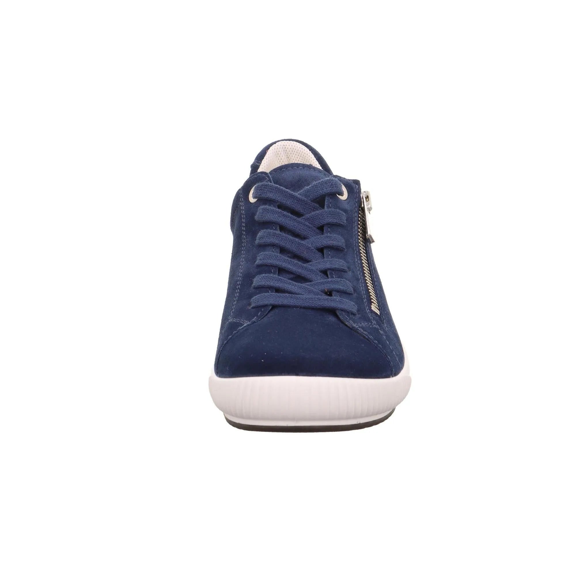 Legero Tanaro 5.0 women's blue suede trainers with lace-up and zip closure, white rubber sole, stylish and comfortable footwear.