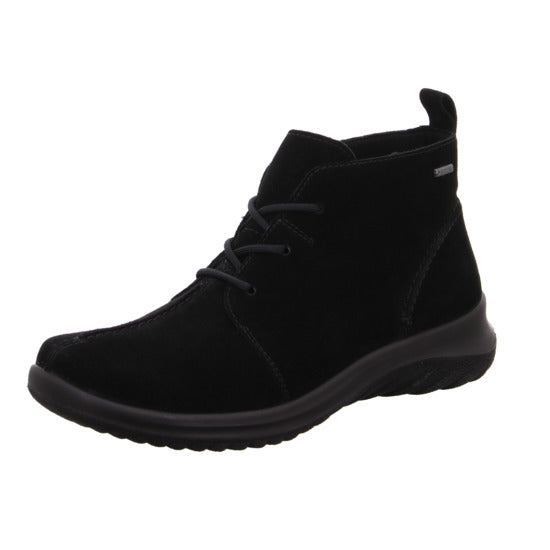 Legero Softboot 4.0 Ladies Black Suede Waterproof Lace-Up Ankle Boot with cushioned sole.