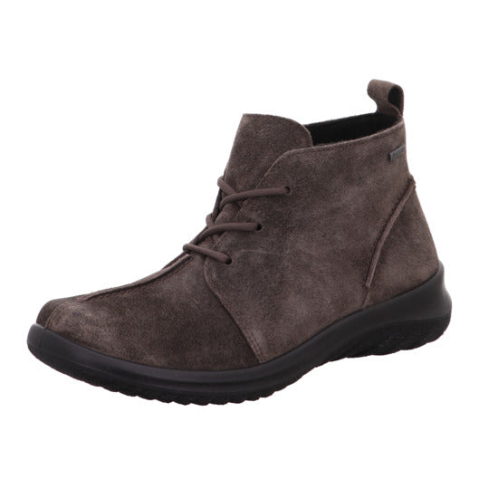 Brown suede ankle boot on a white background
