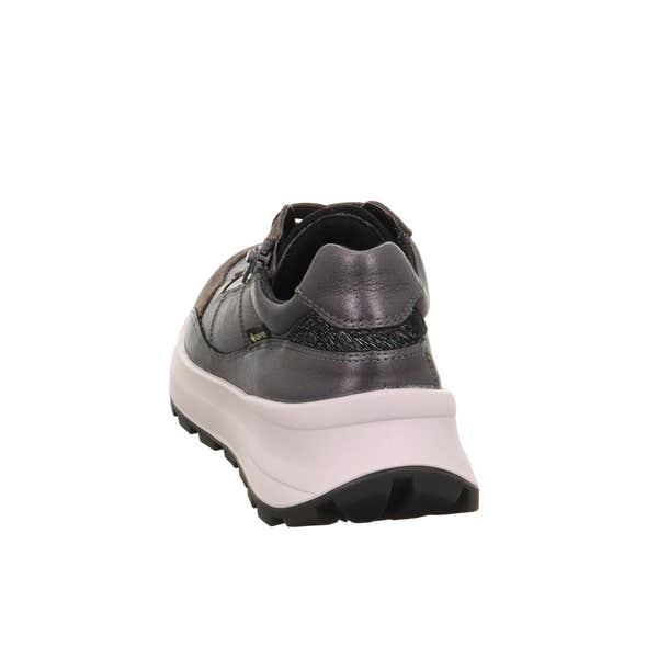 Legero T4 Run Ladies Gunmetal Grey Leather Waterproof Trainers with zip and lace, chunky white and black sole.