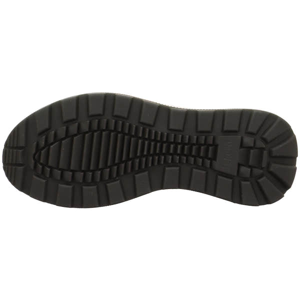 Legero T4 Run ladies waterproof grey leather trainers with zip and lace, featuring a durable black rubber sole.