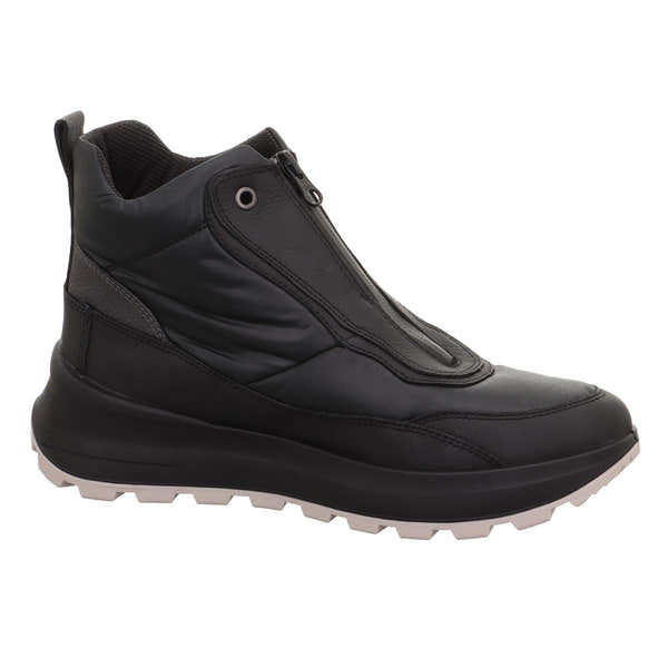 Legero T4 Run 2-000410-0100 women's black waterproof neo-tech ankle boots with front zipper and rugged sole.
