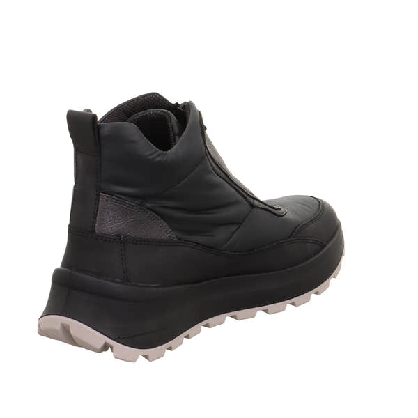Legero T4 Run 2-000410-0100 women's black Neo-Tech waterproof ankle boots with front zip, rugged sole, and padded collar.