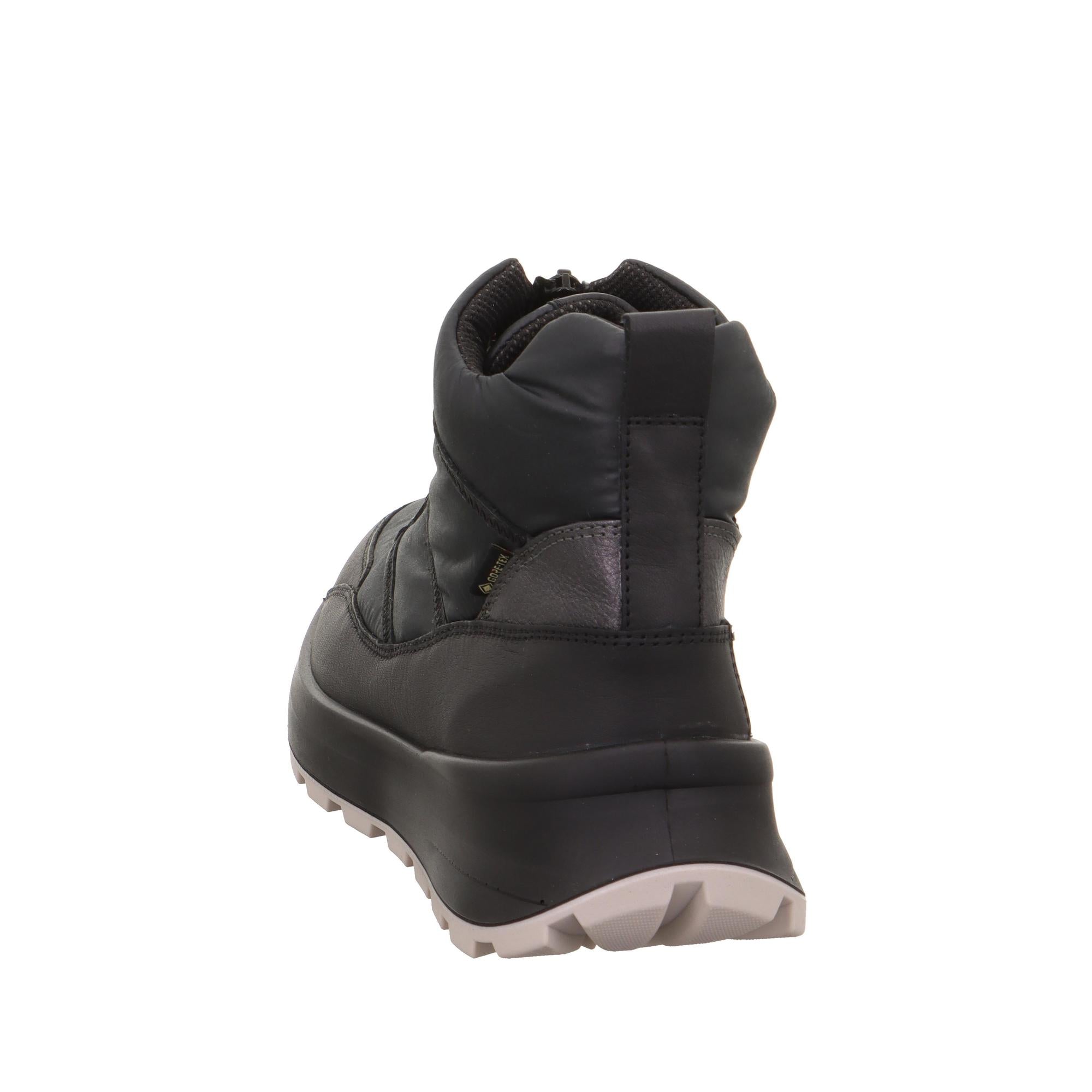 Legero T4 Run 2-000410-0100 women's black waterproof neo-tech ankle boot with front zipper and rugged sole.