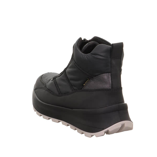 Legero T4 Run 2-000410-0100 women's black waterproof Neo-Tech ankle boots with front zipper and rugged sole.