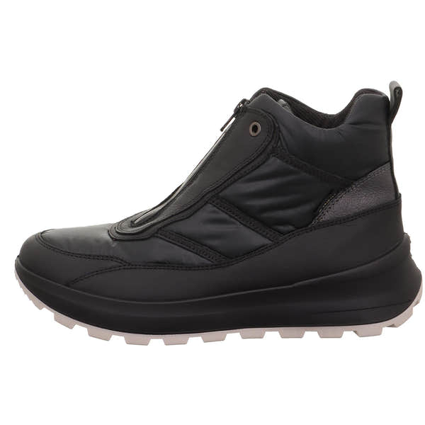 Legero T4 Run 2 women's black Neo-Tech waterproof ankle boots with front zipper and chunky sole.