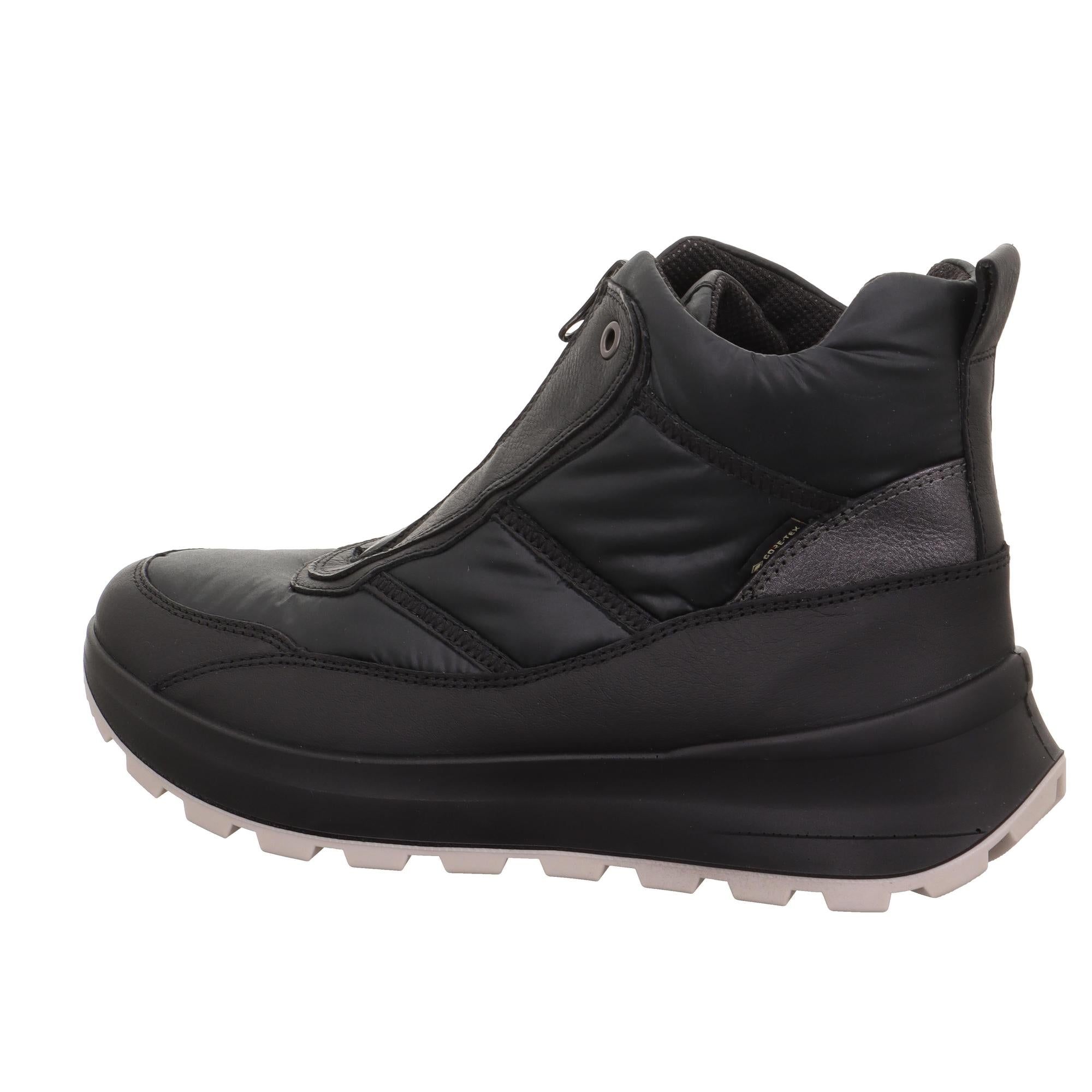 Legero T4 Run 2-000410-0100 women's black waterproof neo-tech ankle boots with front zipper and rugged sole.