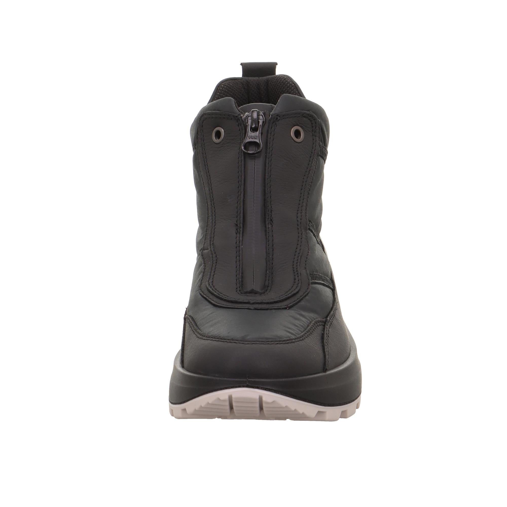 Legero T4 Run 2-000410-0100 women's black waterproof neo-tech ankle boots with front zip and rugged sole.