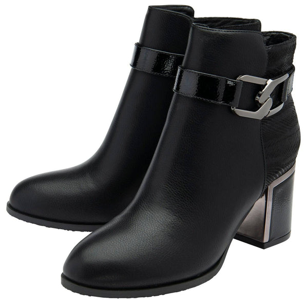Lotus Adelaide Ladies Black Side Zip Ankle Boots-elevate your sole