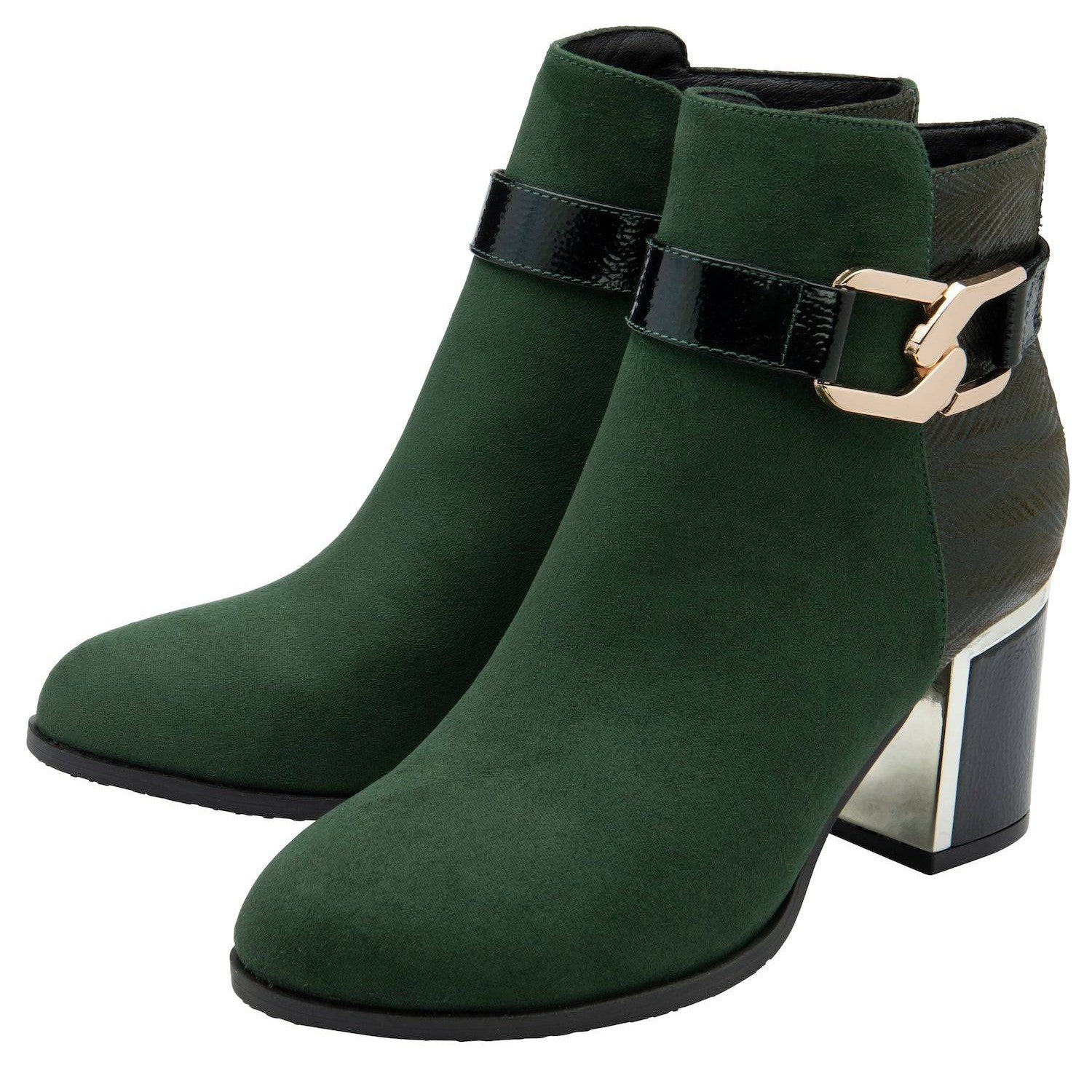 Lotus Adelaide Ladies Green Side Zip Ankle Boots-elevate your sole
