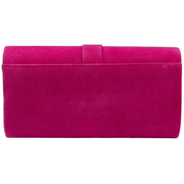 Pink suede Lotus Aletta occasion clutch bag with sleek design and magnetic closure. Perfect for evening events and special occasions.