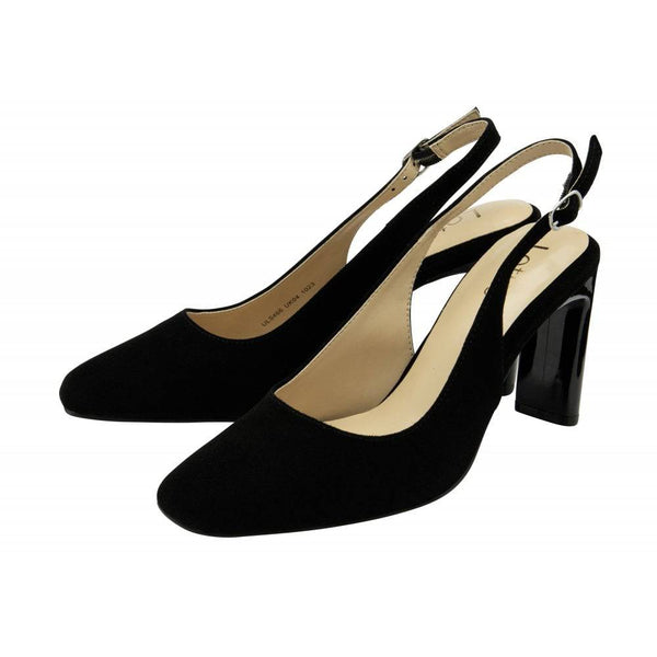 Lotus Anita Ladies Black Suede Sling Back Heels-elevate your sole
