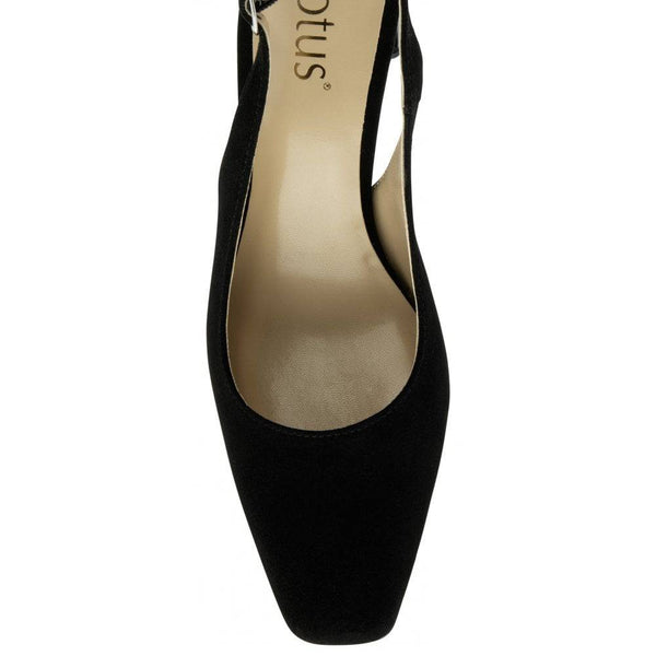 Lotus Anita Ladies Black Suede Sling Back Heels-elevate your sole
