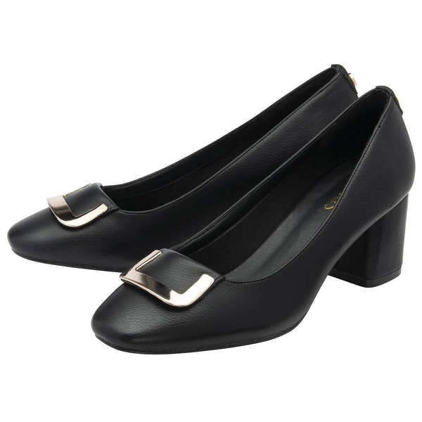 Lotus Aubrey Ladies Black Matt Slip On Heels-elevate your sole