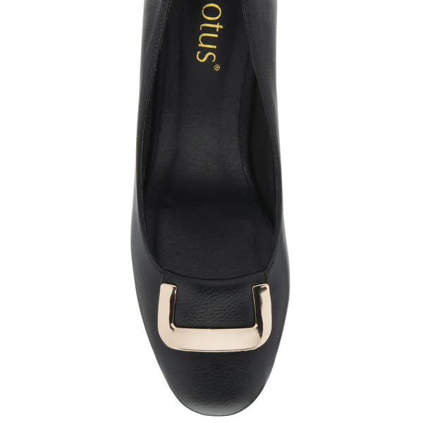 Lotus Aubrey Ladies Black Matt Slip On Heels-elevate your sole