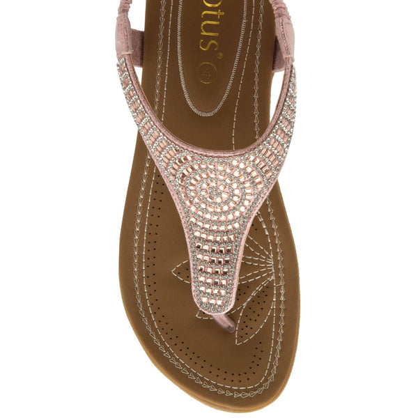 Lotus Aura Ladies Pink T-bar Sandals-elevate your sole