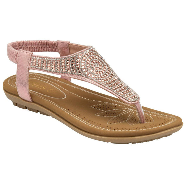Lotus Aura Ladies Pink T-bar Sandals-elevate your sole