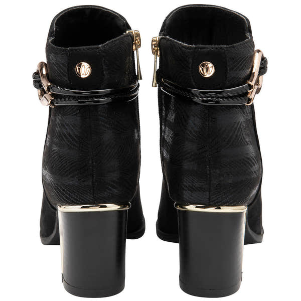 Lotus Autumn Ladies Black Textile Side Zip Ankle Boots-elevate your sole
