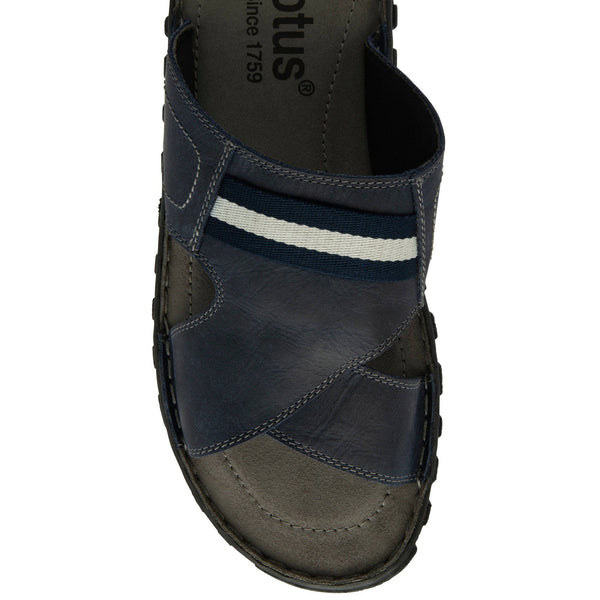 Lotus Bastion Mens Blue Leather Slider Sandals-elevate your sole