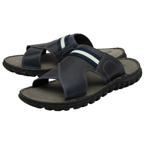 Lotus Bastion Mens Blue Leather Slider Sandals-elevate your sole