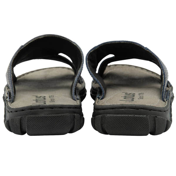 Lotus Bastion Mens Blue Leather Slider Sandals-elevate your sole