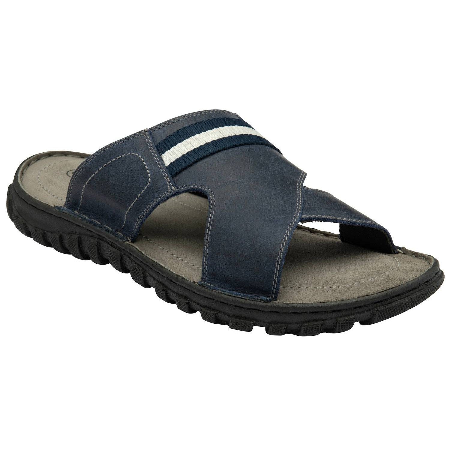 Lotus Bastion Mens Blue Leather Slider Sandals-elevate your sole