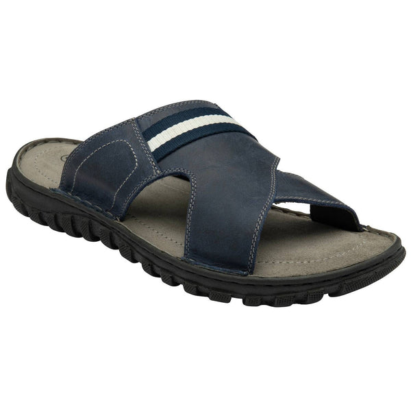 Lotus Bastion Mens Blue Leather Slider Sandals-elevate your sole