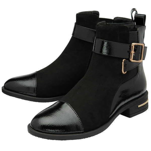 Lotus Bonnie Ladies Black Textile Side Zip Ankle Boots-elevate your sole