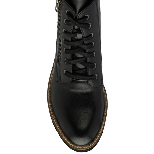 Lotus Braxton Ladies Black Leather Zip & Lace Ankle Boots-elevate your sole