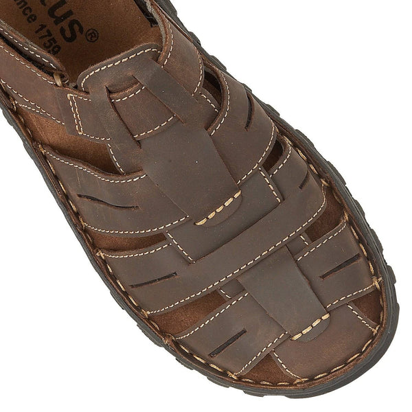 Lotus Bruno Mens Brown Leather Touch Fastening Sandals-elevate your sole