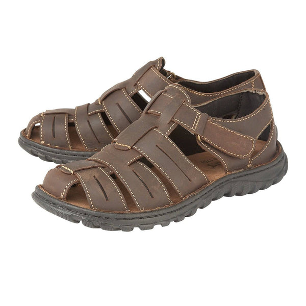 Lotus Bruno Mens Brown Leather Touch Fastening Sandals-elevate your sole