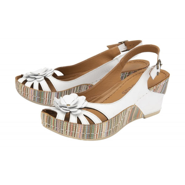 Lotus Caria ULP362 Ladies White Leather Buckle Sandals-elevate your sole