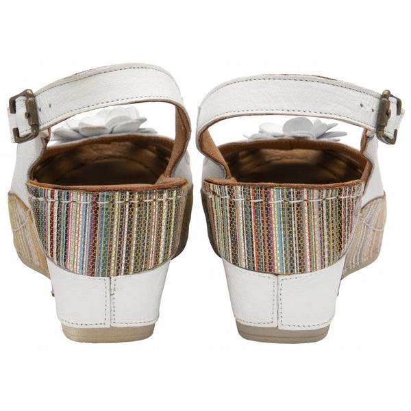 Lotus Caria ULP362 Ladies White Leather Buckle Sandals-elevate your sole
