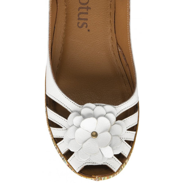 Lotus Caria ULP362 Ladies White Leather Buckle Sandals-elevate your sole