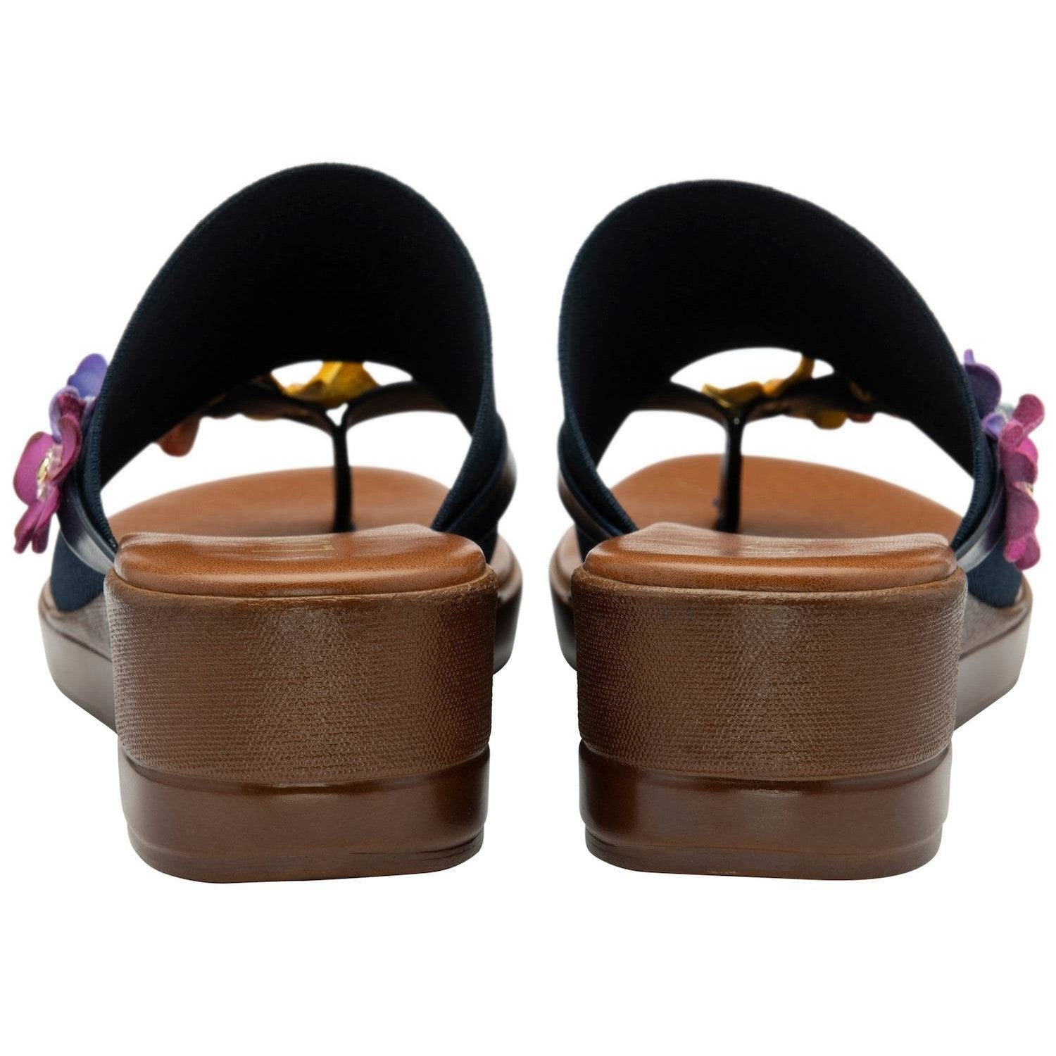 Lotus Carlotta Ladies Italian Navy Leather & Textile Slip On Sandals-elevate your sole