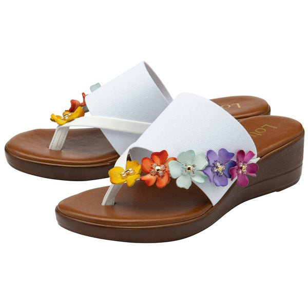 Lotus Carlotta Ladies Italian White Leather & Textile Slip On Sandals-elevate your sole