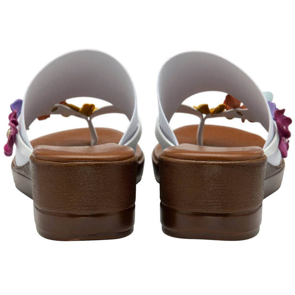 Lotus Carlotta Ladies Italian White Leather & Textile Slip On Sandals-elevate your sole