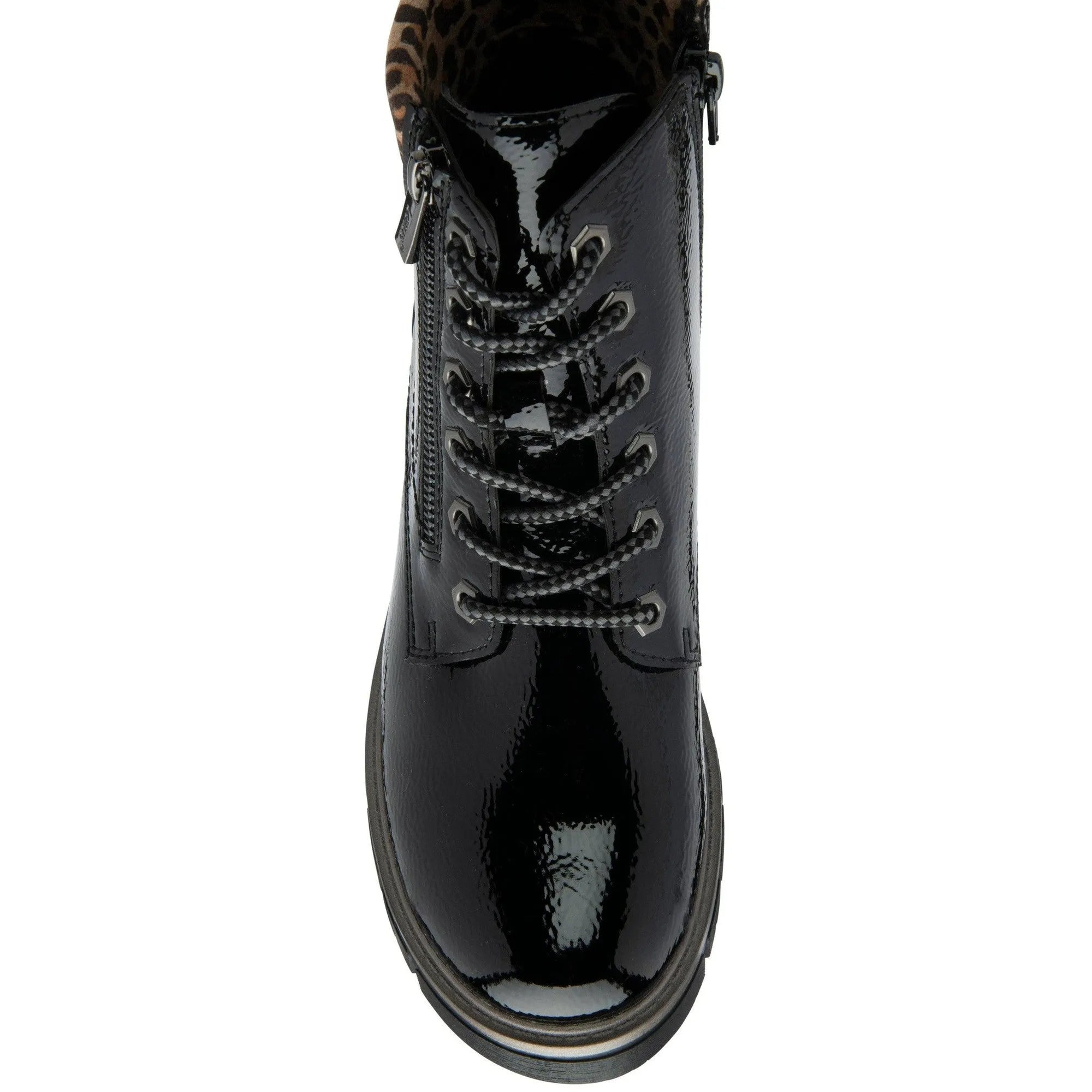 Lotus Charleston Ladies Black Patent Zip & Lace Ankle Boots-elevate your sole